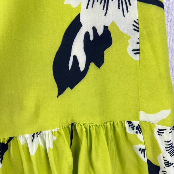 MAAJI Enchanted Mystery Mini Swim Coverup Dress Women L Lime Green Floral Ruffle - Picture 10 of 16